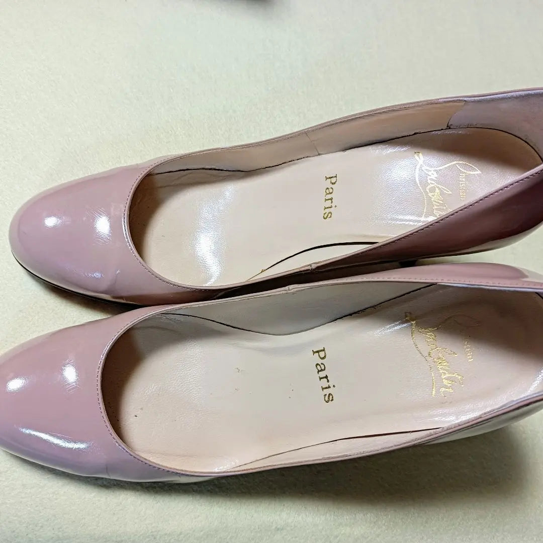 [Red backing] Louboutin high heels [Pink beige] 37¹/2NUDE