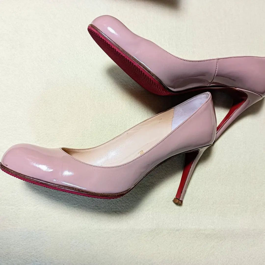 [Red backing] Louboutin high heels [Pink beige] 37¹/2NUDE