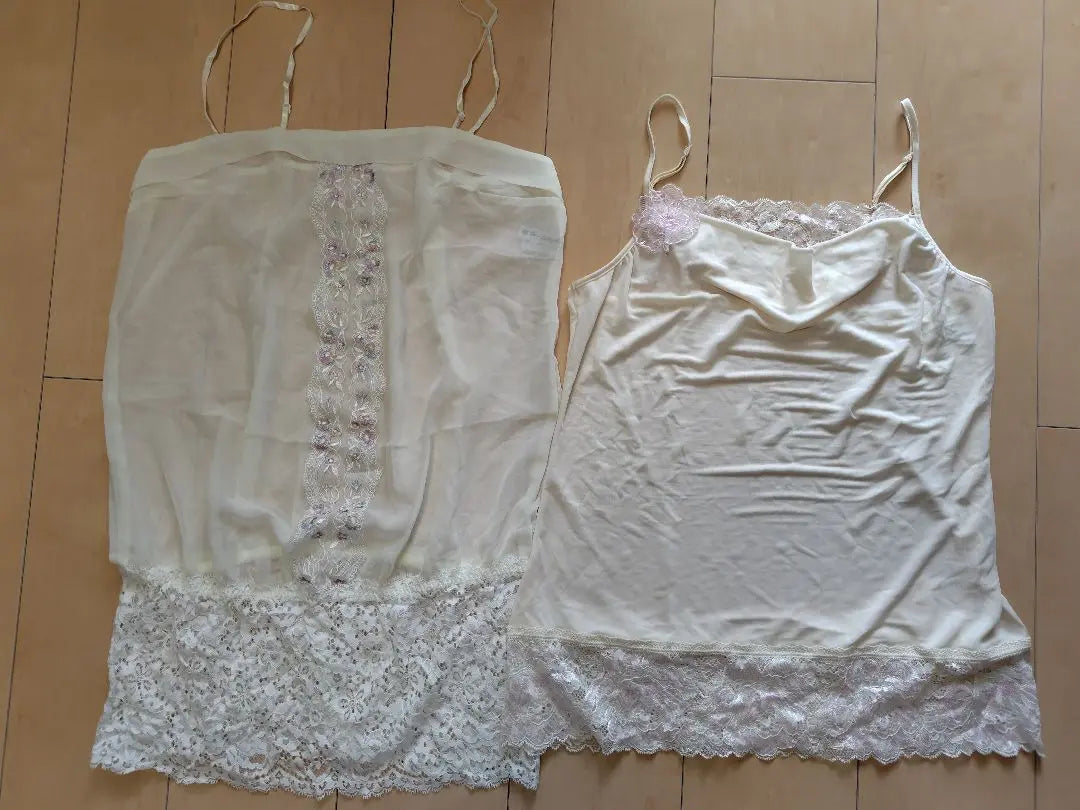 [Unused] Wacoal Cream Camisole with Lace Decoration PARFAGE 2-Piece Set