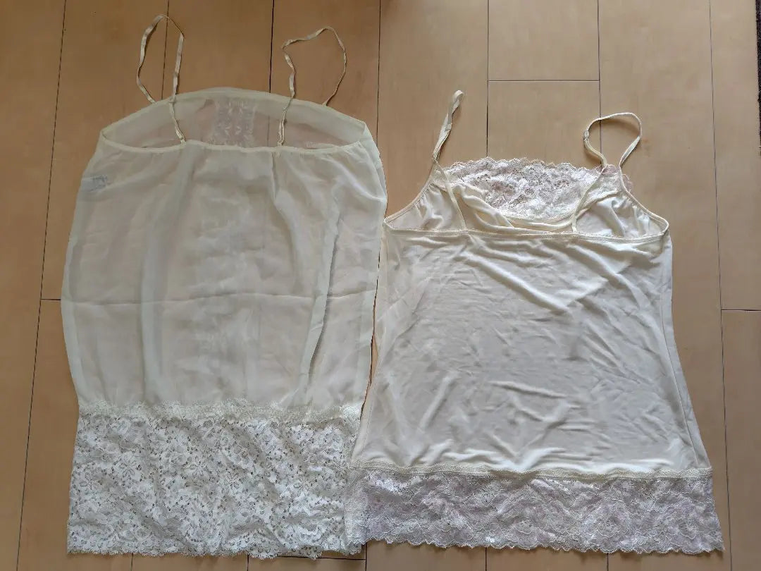 [Unused] Wacoal Cream Camisole with Lace Decoration PARFAGE 2-Piece Set