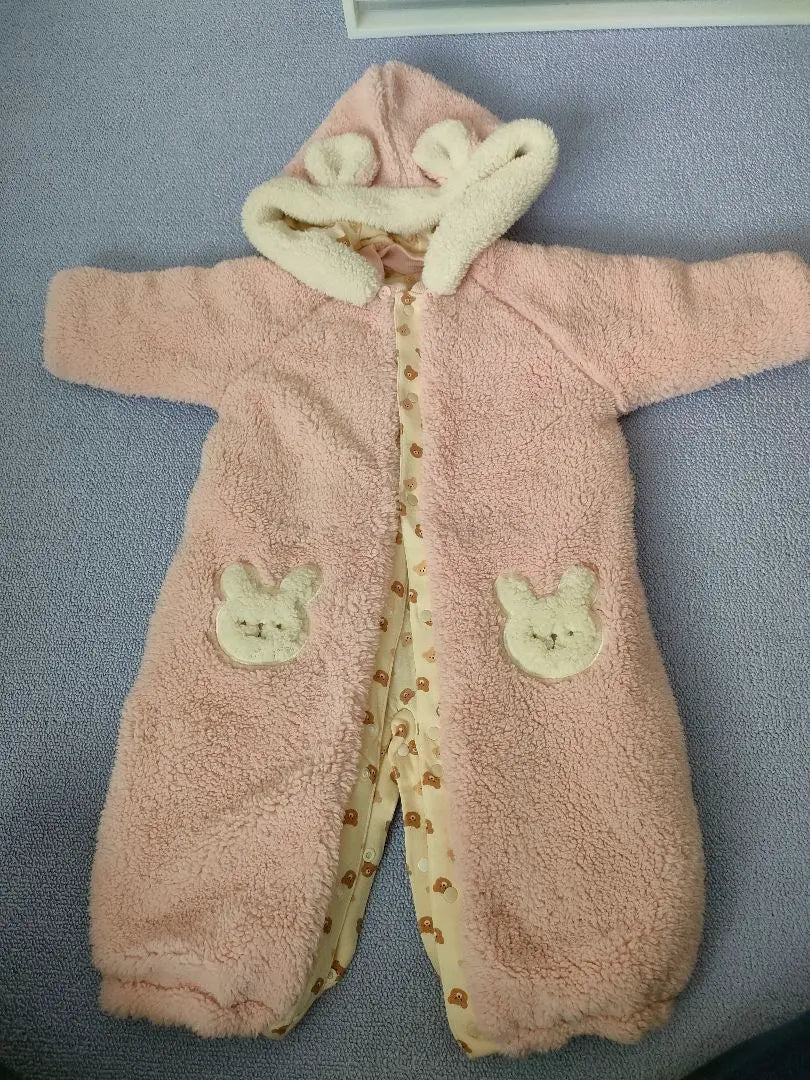 Pink rabbit pocket romper 50-70cm