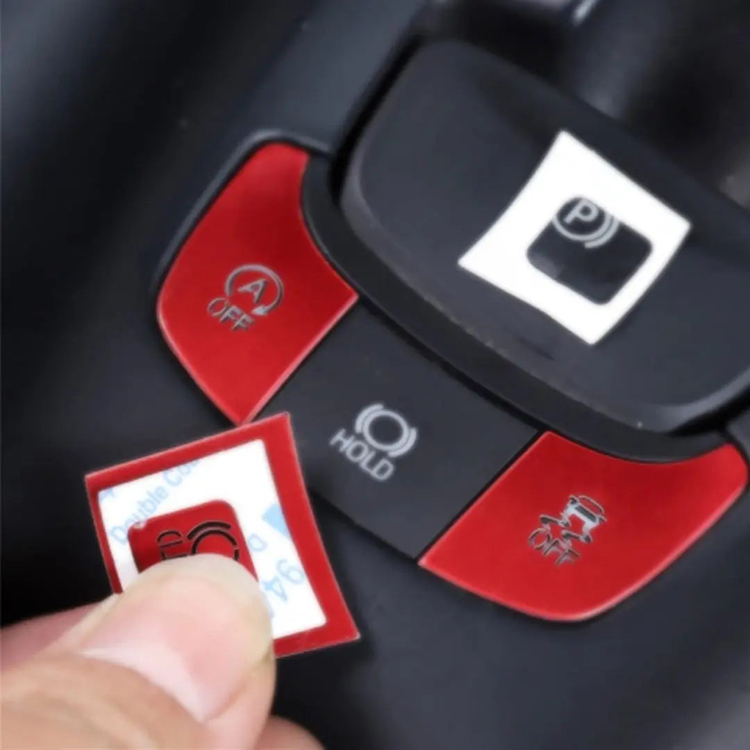 AC Button Off Holder Cover Switch Frame Trim Aluminum Alloy 3pcs (Red)