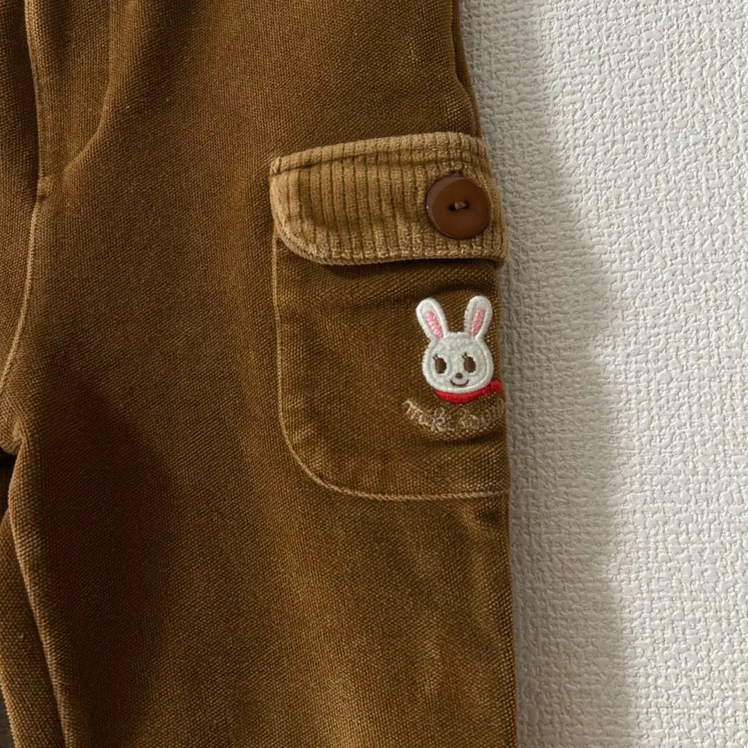 MIKIHOUSE Corduroy Rabbit Embroidery Brown 110