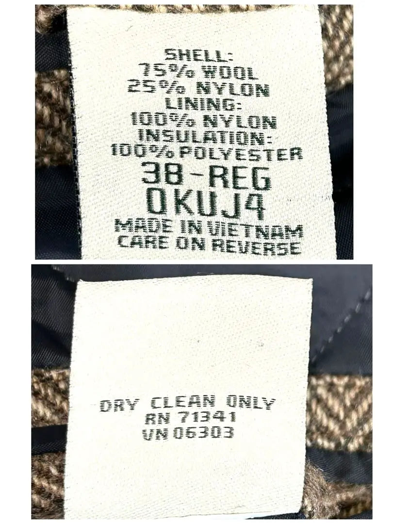 Chaqueta entallada LL Bean con diseño de espiga y acolchado marrón