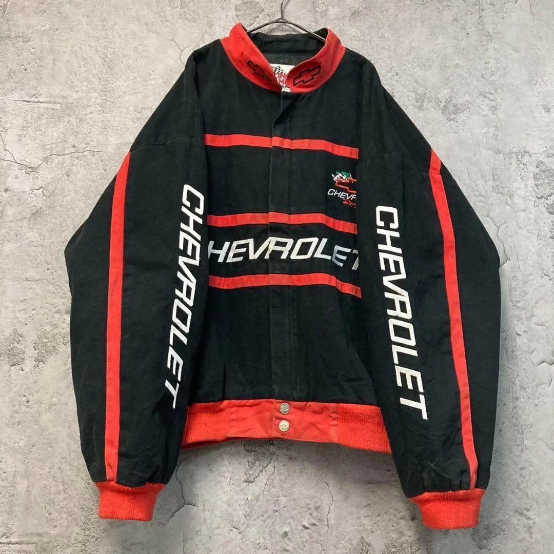 ☆Ropa usada de EE. UU.☆ [Chaqueta de carreras Chevrolet de Nascar] Logotipo bordado para hombre 2XL