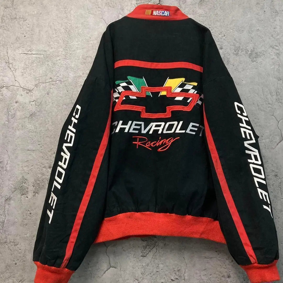 ☆Ropa usada de EE. UU.☆ [Chaqueta de carreras Chevrolet de Nascar] Logotipo bordado para hombre 2XL