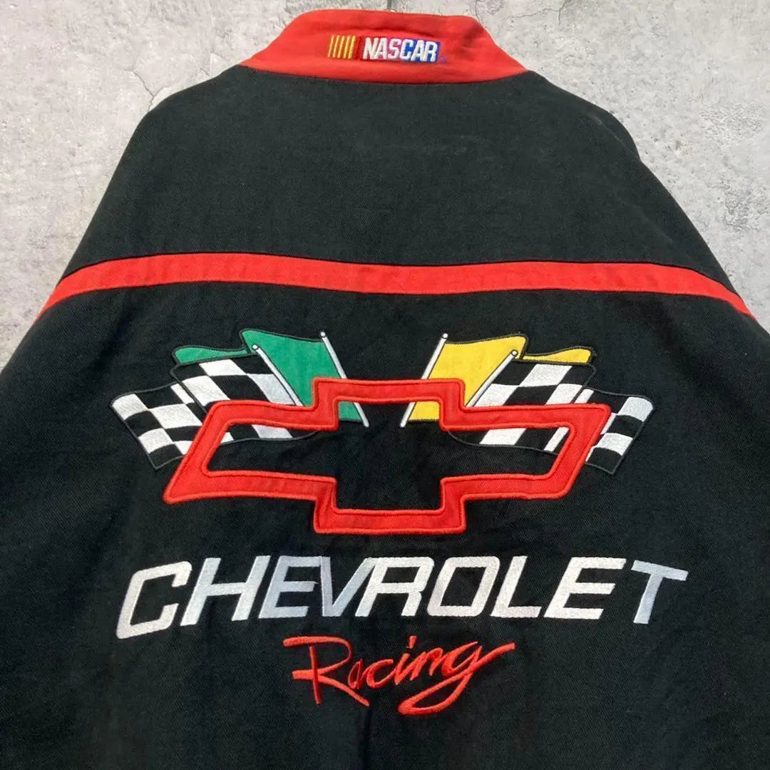 ☆Ropa usada de EE. UU.☆ [Chaqueta de carreras Chevrolet de Nascar] Logotipo bordado para hombre 2XL