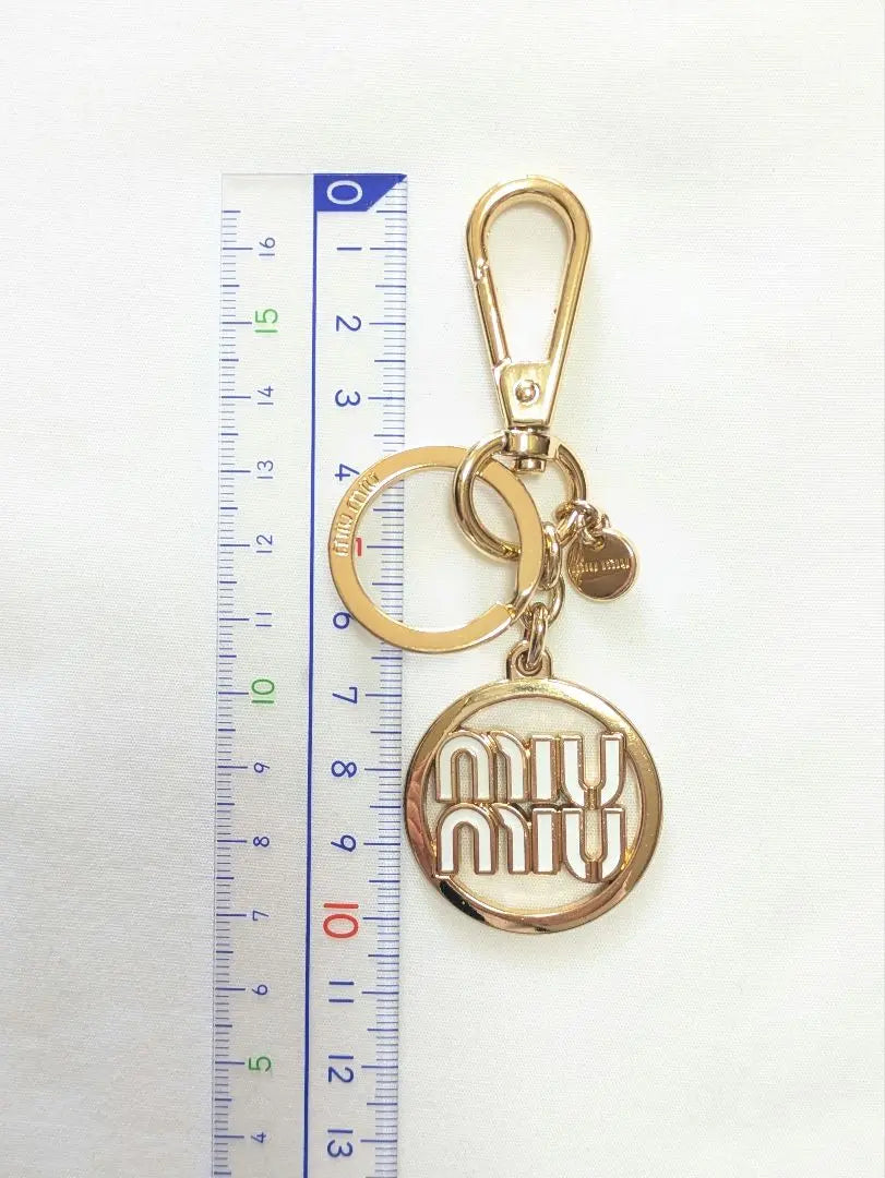 White A●miumiu Keychain Keyring Bag Charm miu