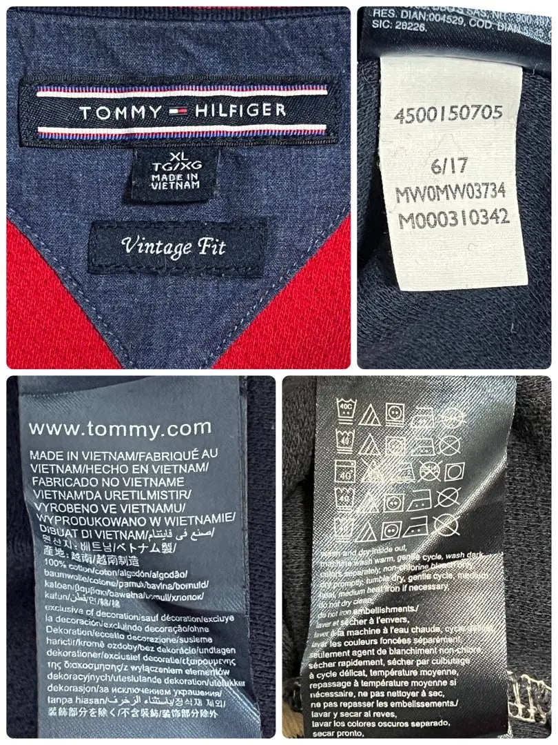 TOMMY HILFIGER Thick striped polo shirt Long sleeve shirt Color red navy white XL