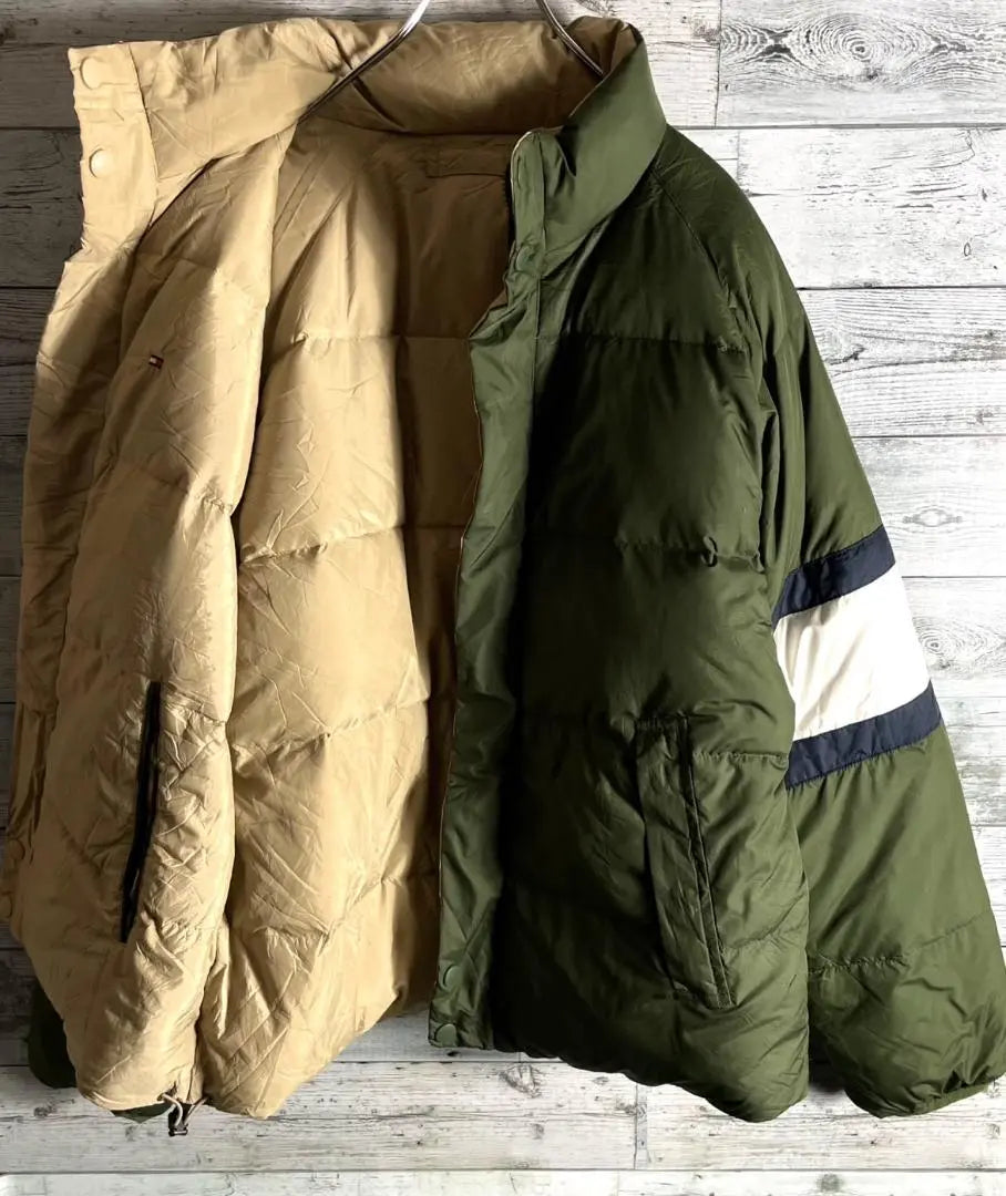 Tommy Hilfiger Reversible Down Jacket Embroidery Logo Men's L | トミーヒルフィガー　リバーシブルダウンジャケット　刺繍ロゴ　メンズL