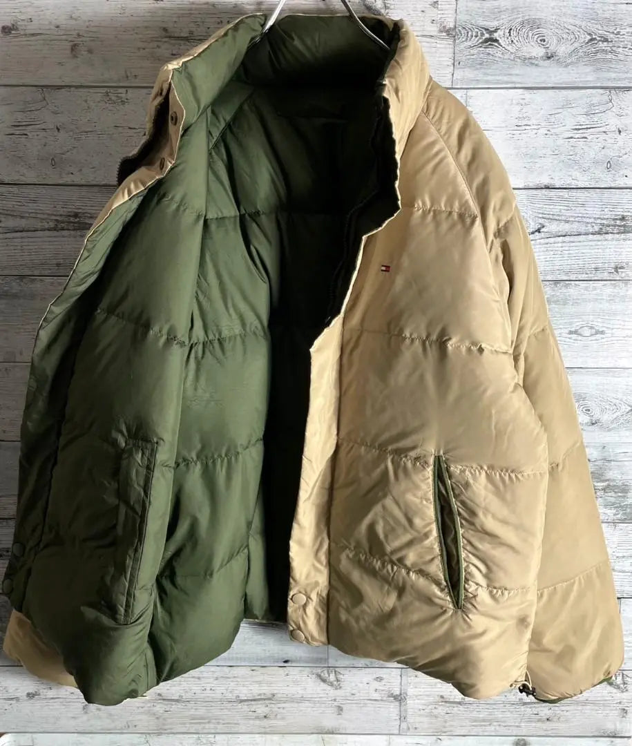 Tommy Hilfiger Reversible Down Jacket Embroidery Logo Men's L | トミーヒルフィガー　リバーシブルダウンジャケット　刺繍ロゴ　メンズL