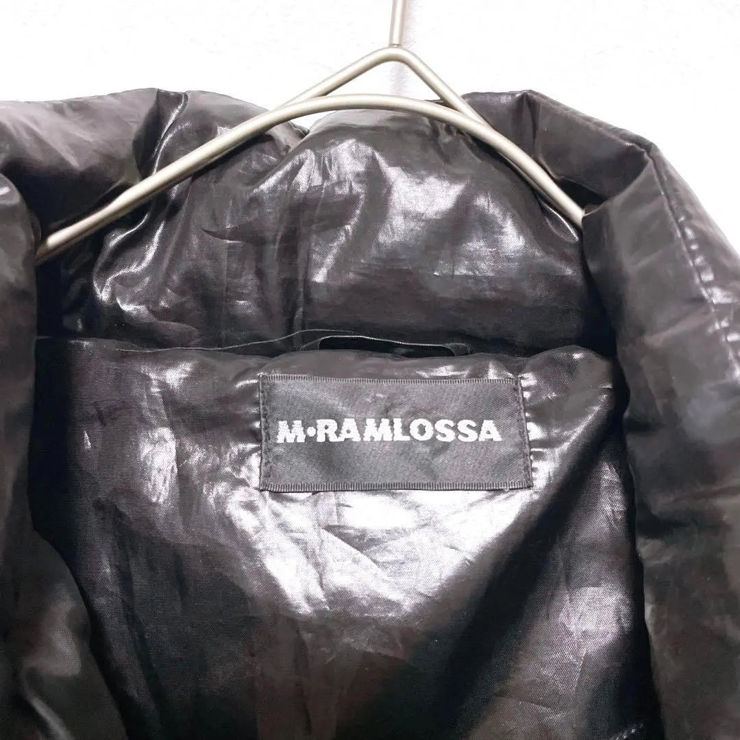 ♦M・RAMLOSSA♦Chaqueta de plumas con capucha de piel de mapache negra M