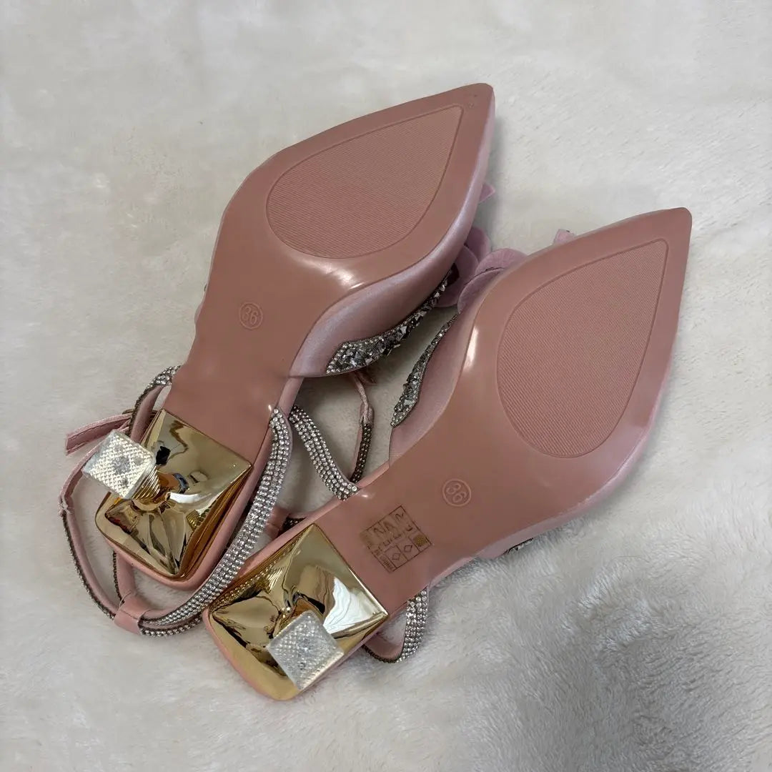 Pink Bijoux Ribbon Sandals