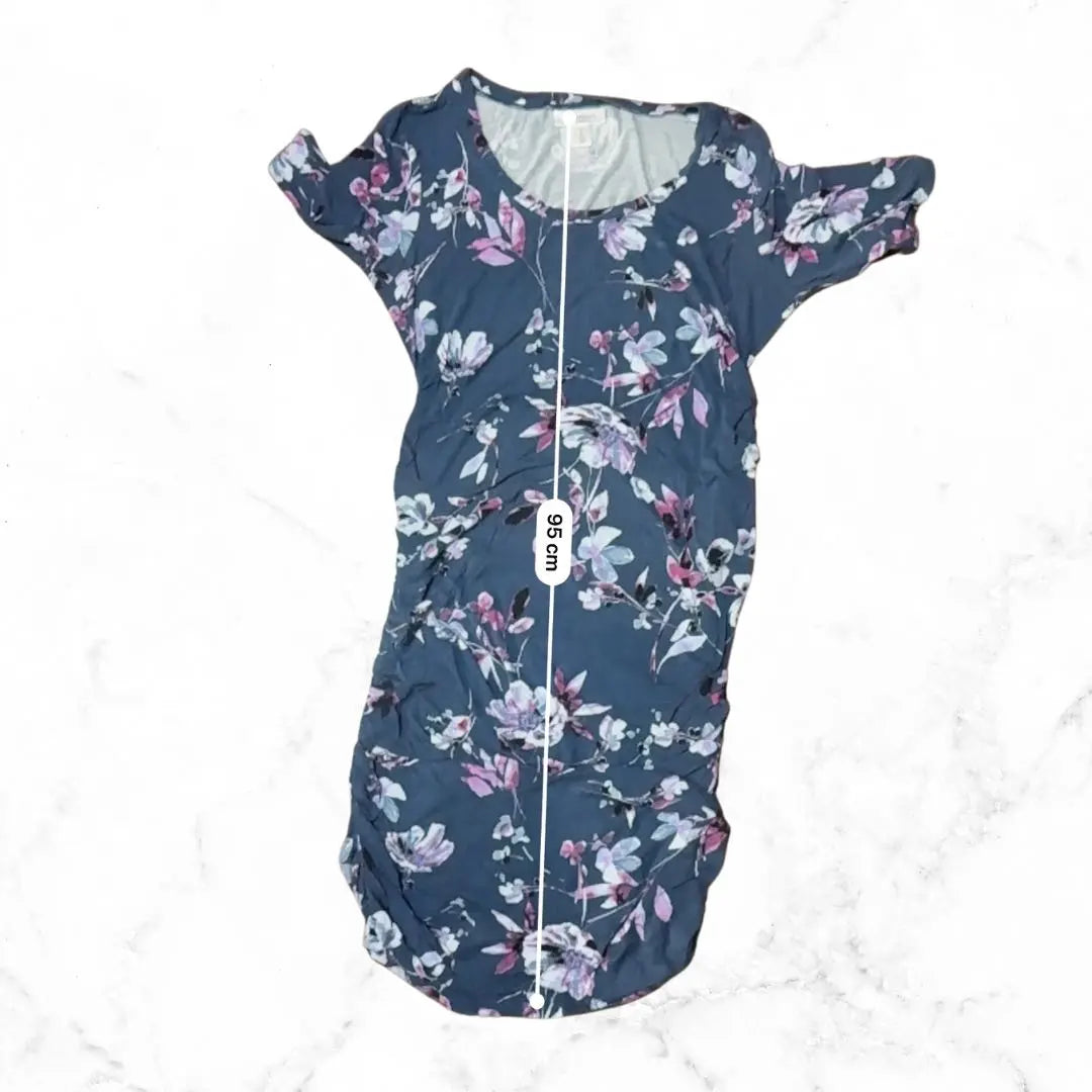 Motherhood Tunic Maternity Dress Floral Navy Tops