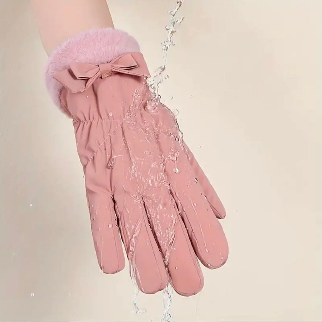 fluffy ribbon gloves