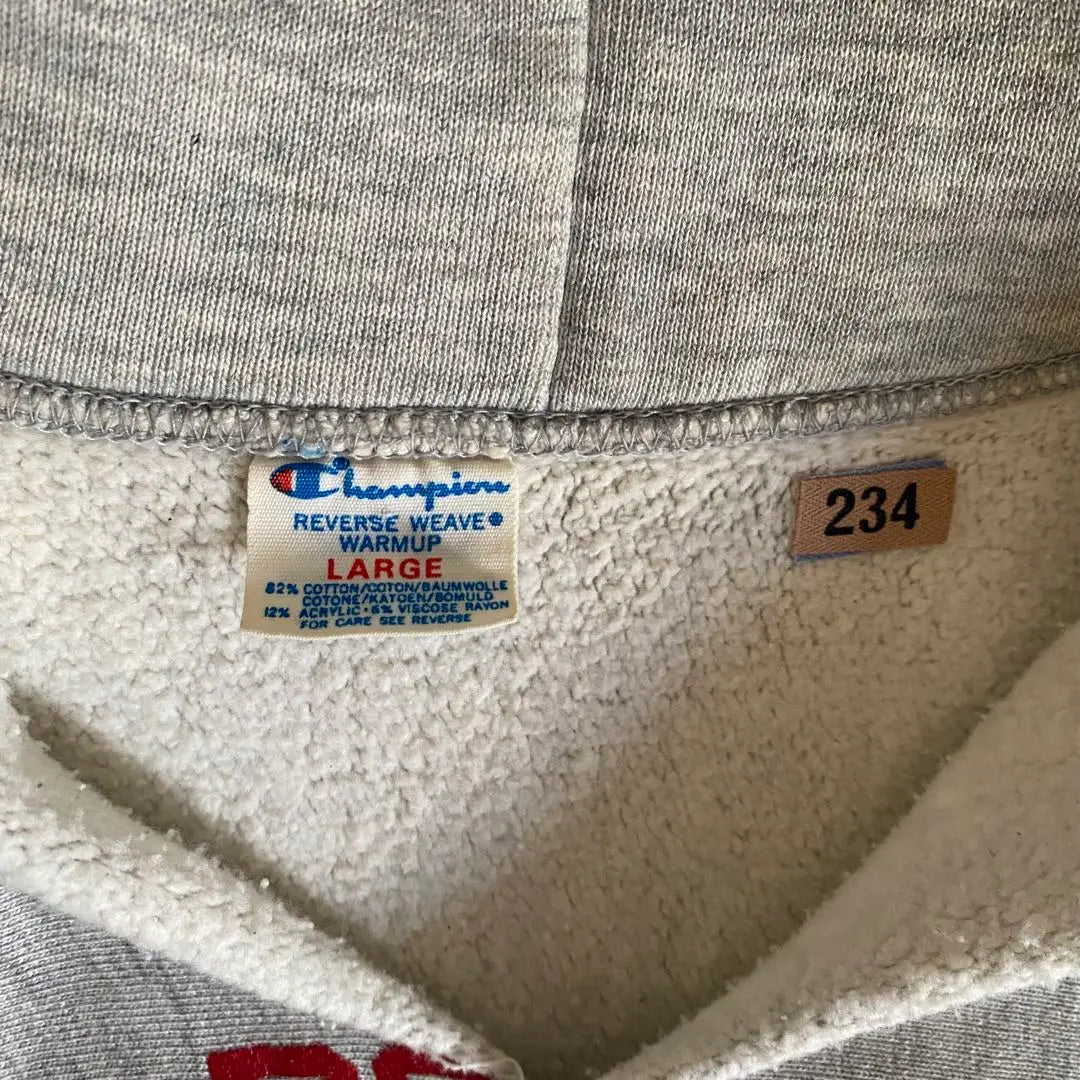 Sudadera con capucha de tejido inverso Champion de los años 80 con etiqueta tricotada en gris