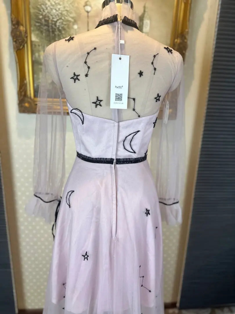 Elegant constellation embroidered party dress