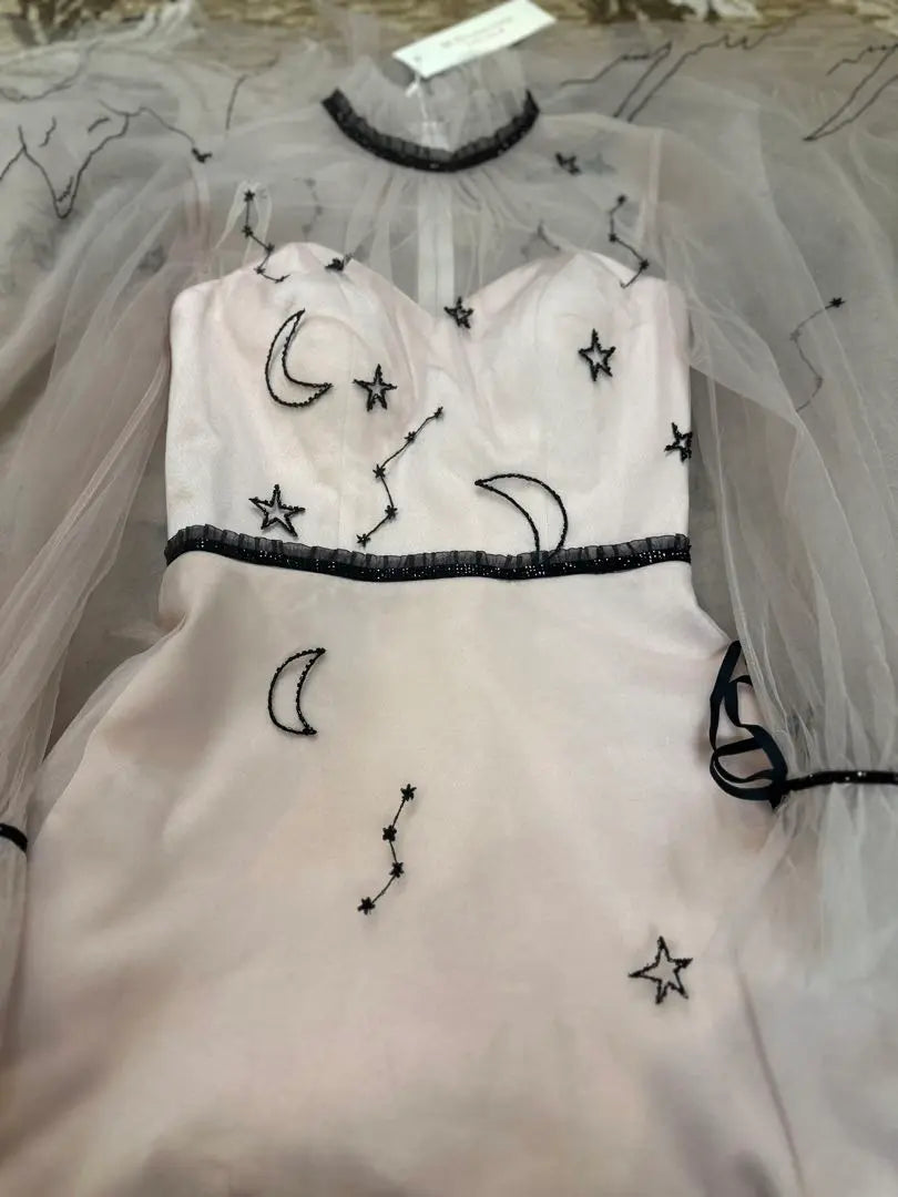 Elegant constellation embroidered party dress