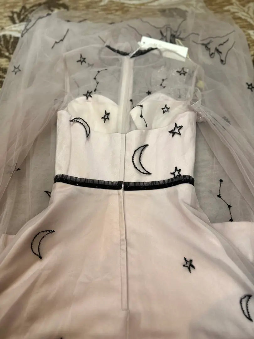 Elegant constellation embroidered party dress