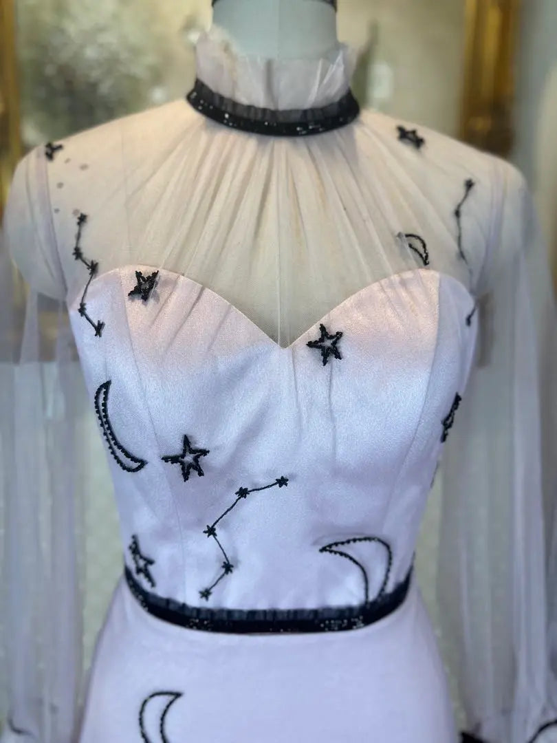 Elegant constellation embroidered party dress