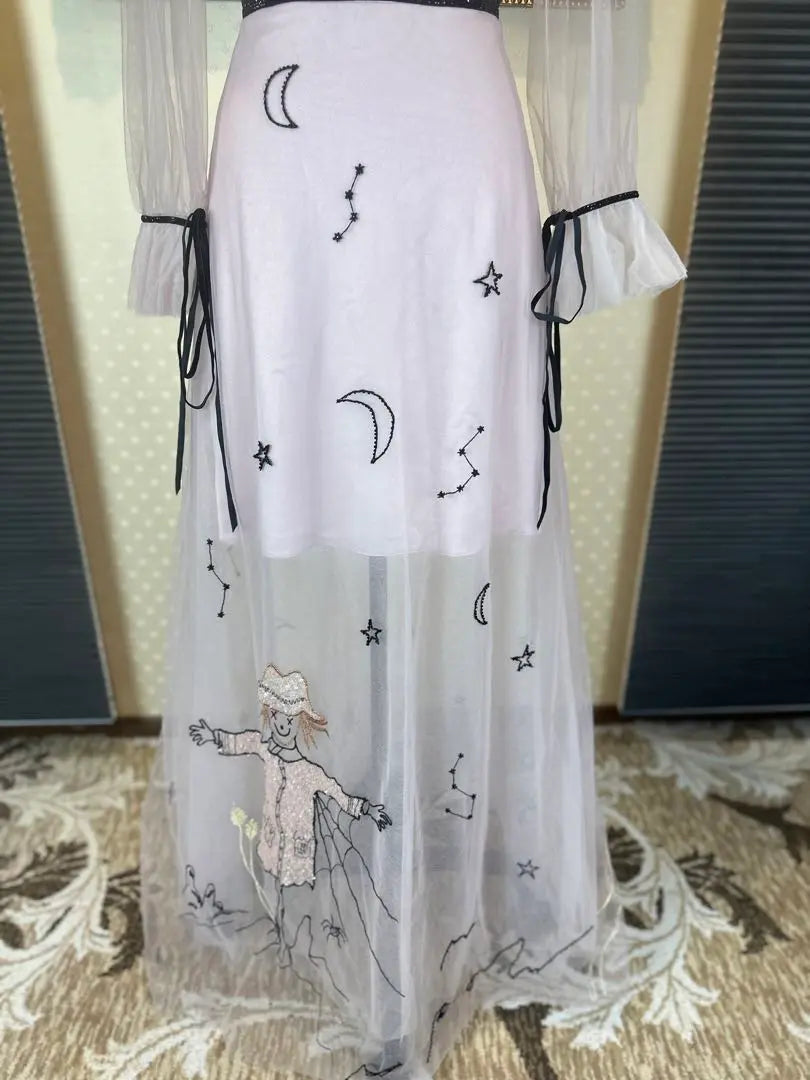 Elegant constellation embroidered party dress