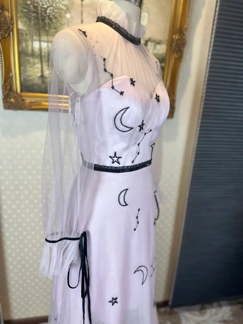 Elegant constellation embroidered party dress