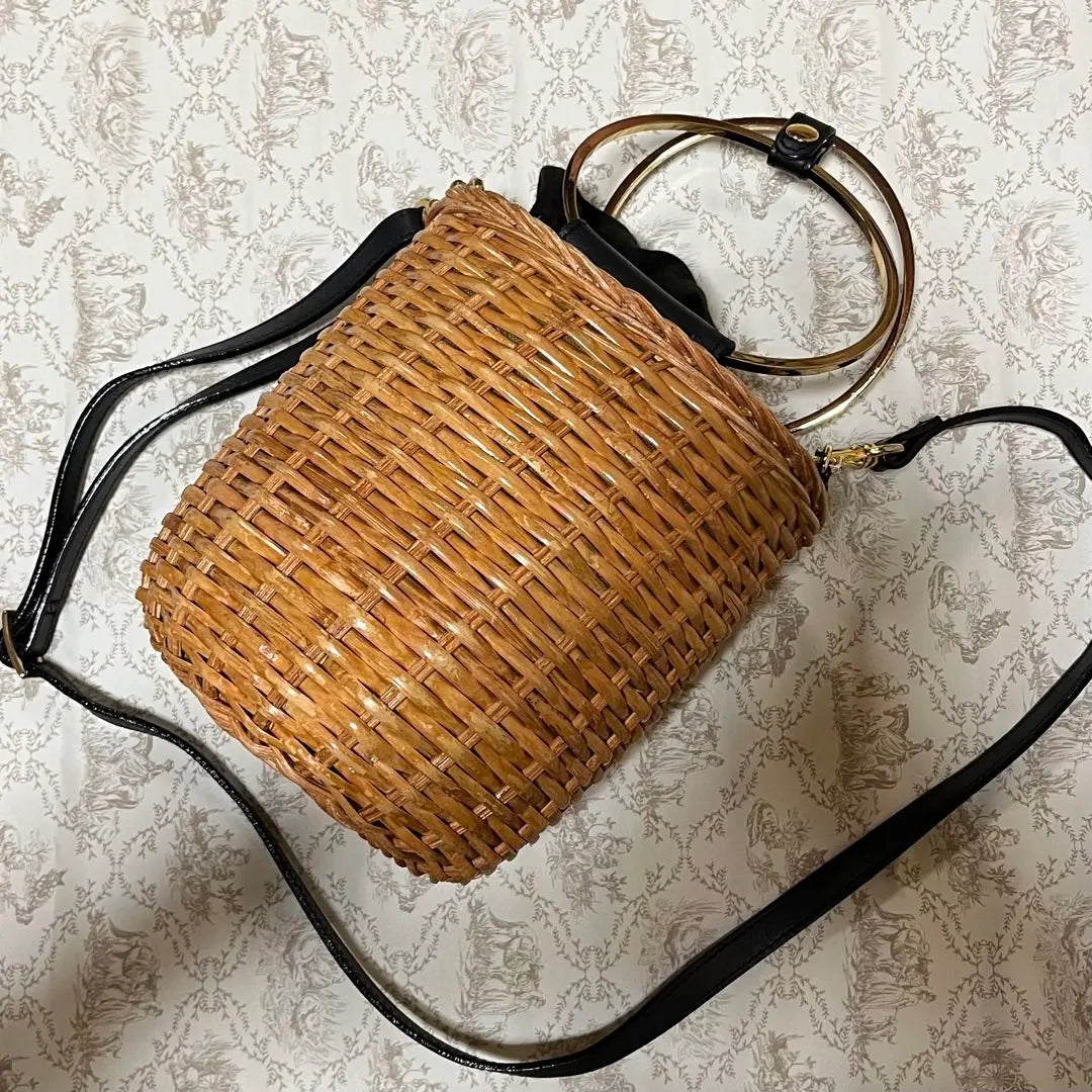 [VIOLAďORO] Bucket-shaped basket bag 2-way