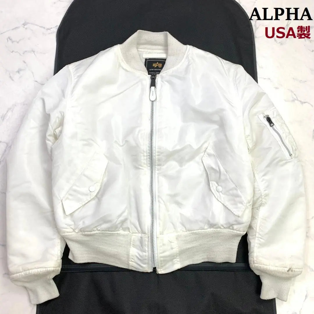 Rare color★USA Alpha MA-1 flight jacket white L C770