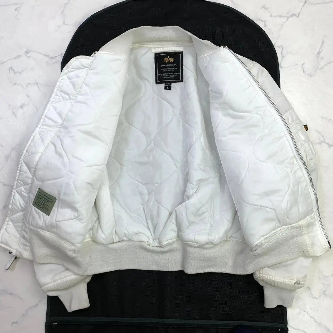 Rare color★USA Alpha MA-1 flight jacket white L C770