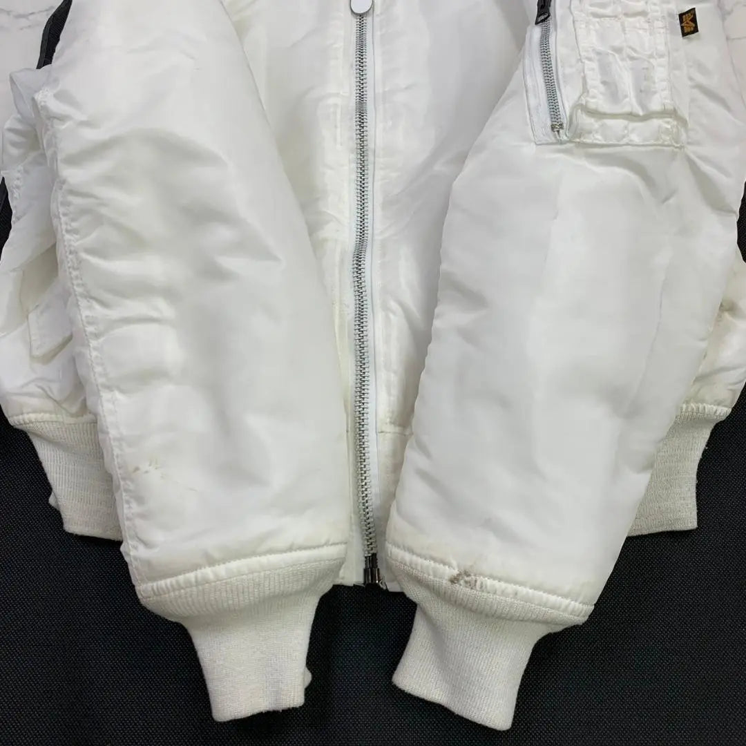 Rare color★USA Alpha MA-1 flight jacket white L C770