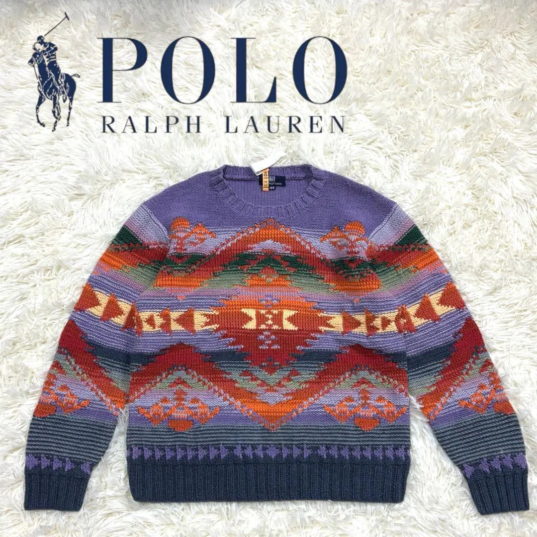 [Polo Ralph Lauren] Native Pattern Cotton Knit Vintage 160cm