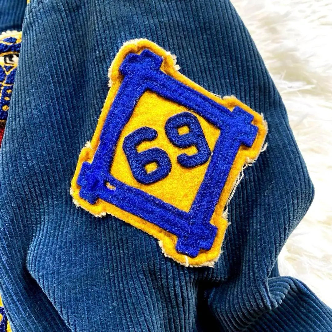 Artículo vintage extremadamente raro chaqueta de estadio de los años 70 MAPLE pana azul marino | 極希少ヴィンテージ品 70s スタジャン ARCE コーデュロイ ネイビー 紺