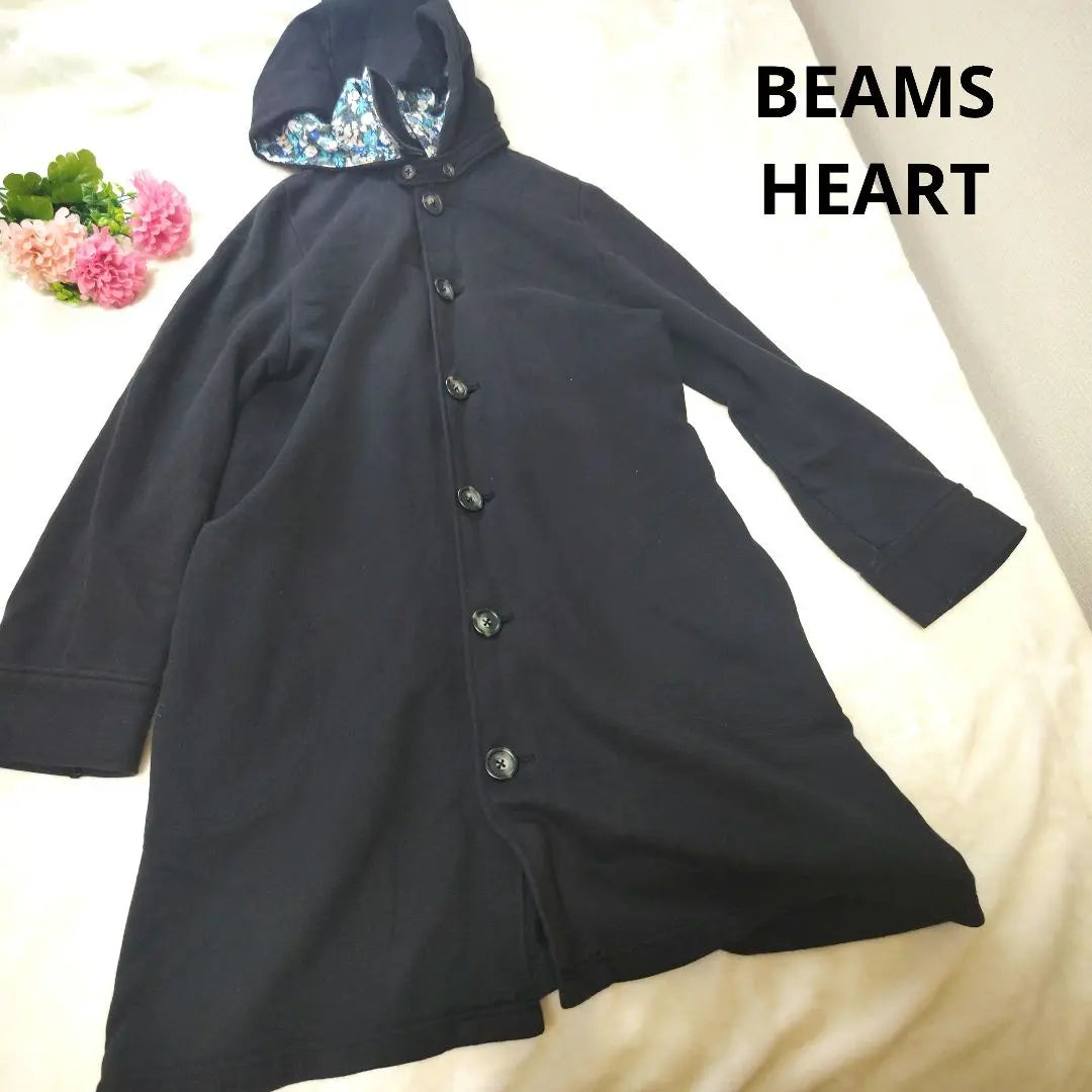 [Stylish☆BEAMS HEART] Black, floral lining, hoodie, coat | 【オシャレ☆BEAMS HEART】黒　裏地花柄　パーカー　コート