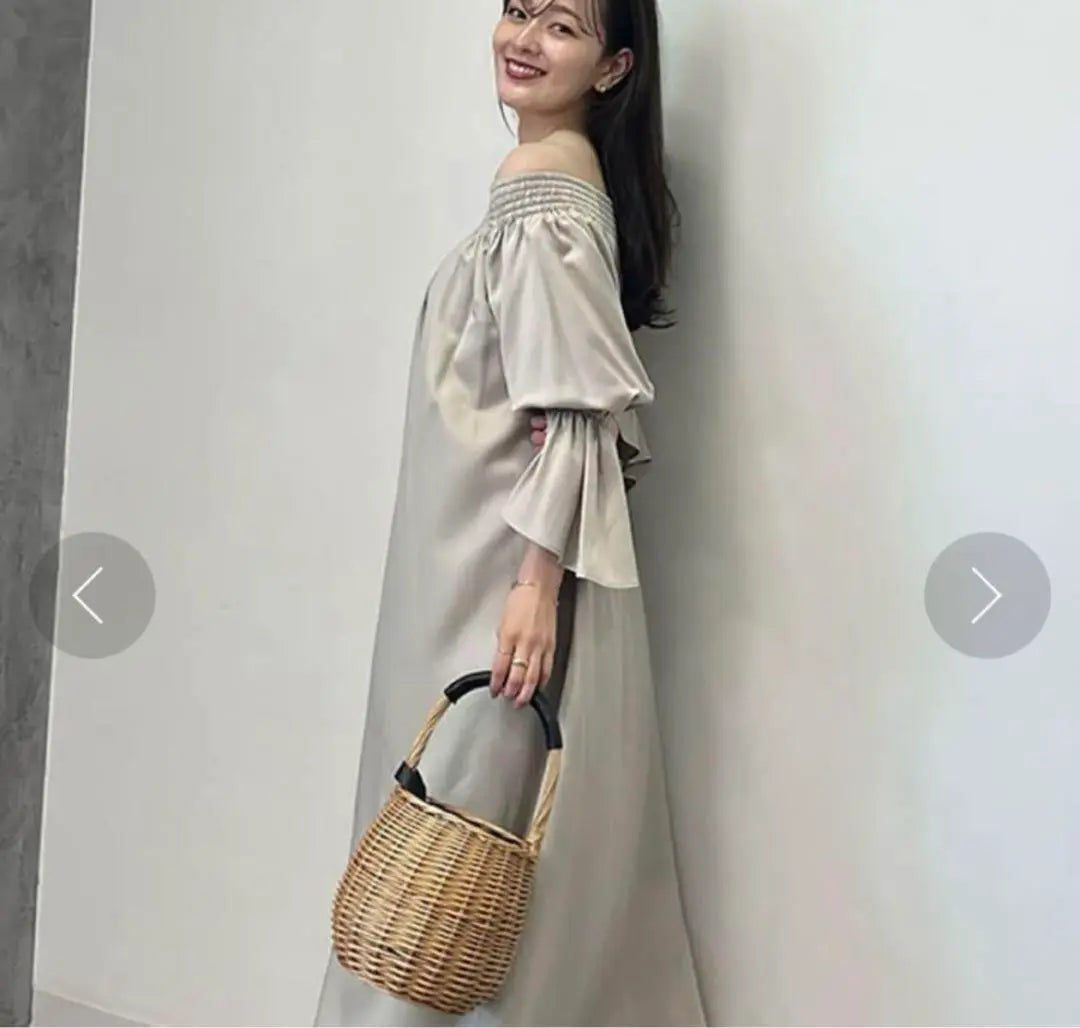 anuans off-shoulder volume sleeve dress