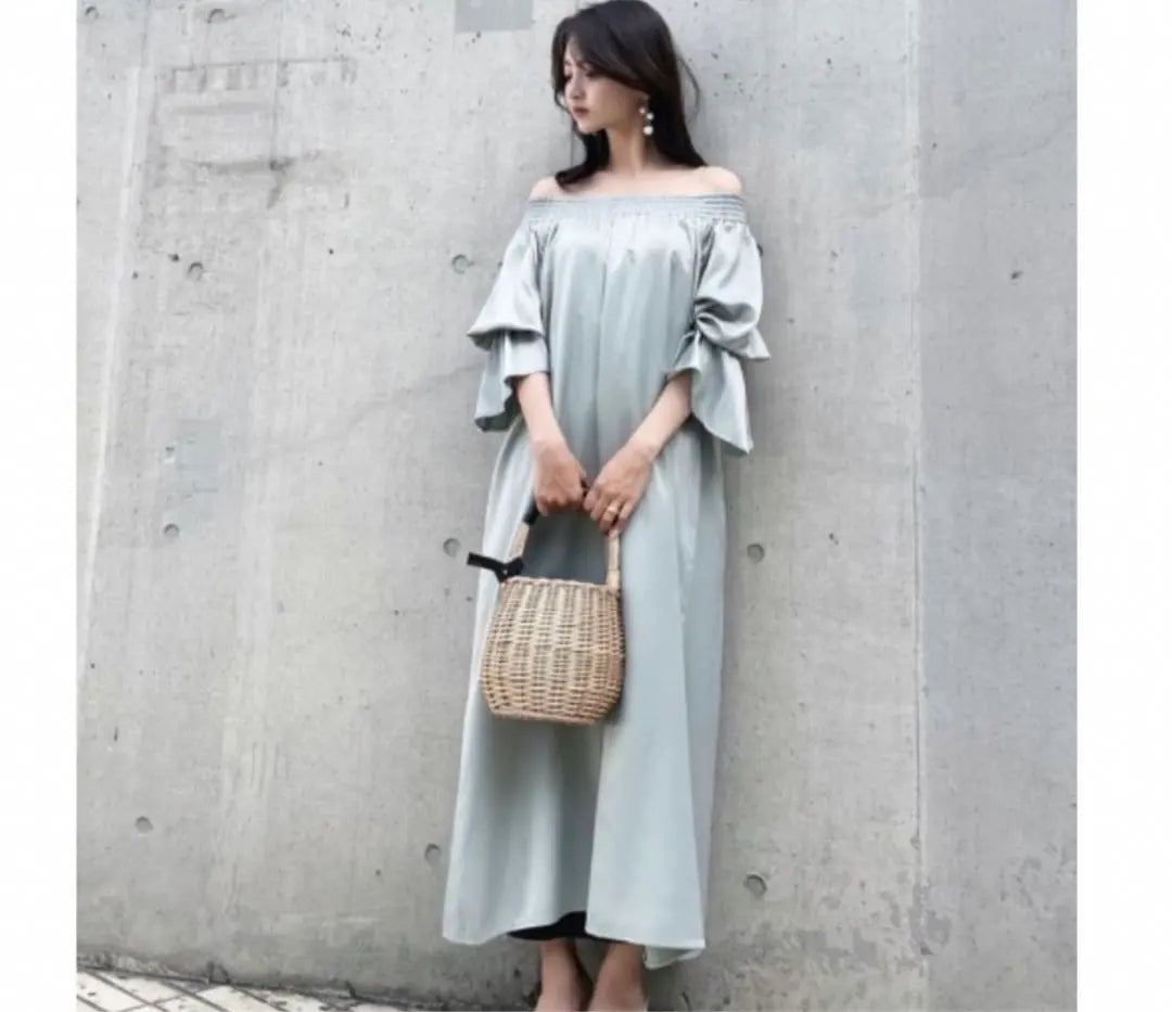 anuans off-shoulder volume sleeve dress