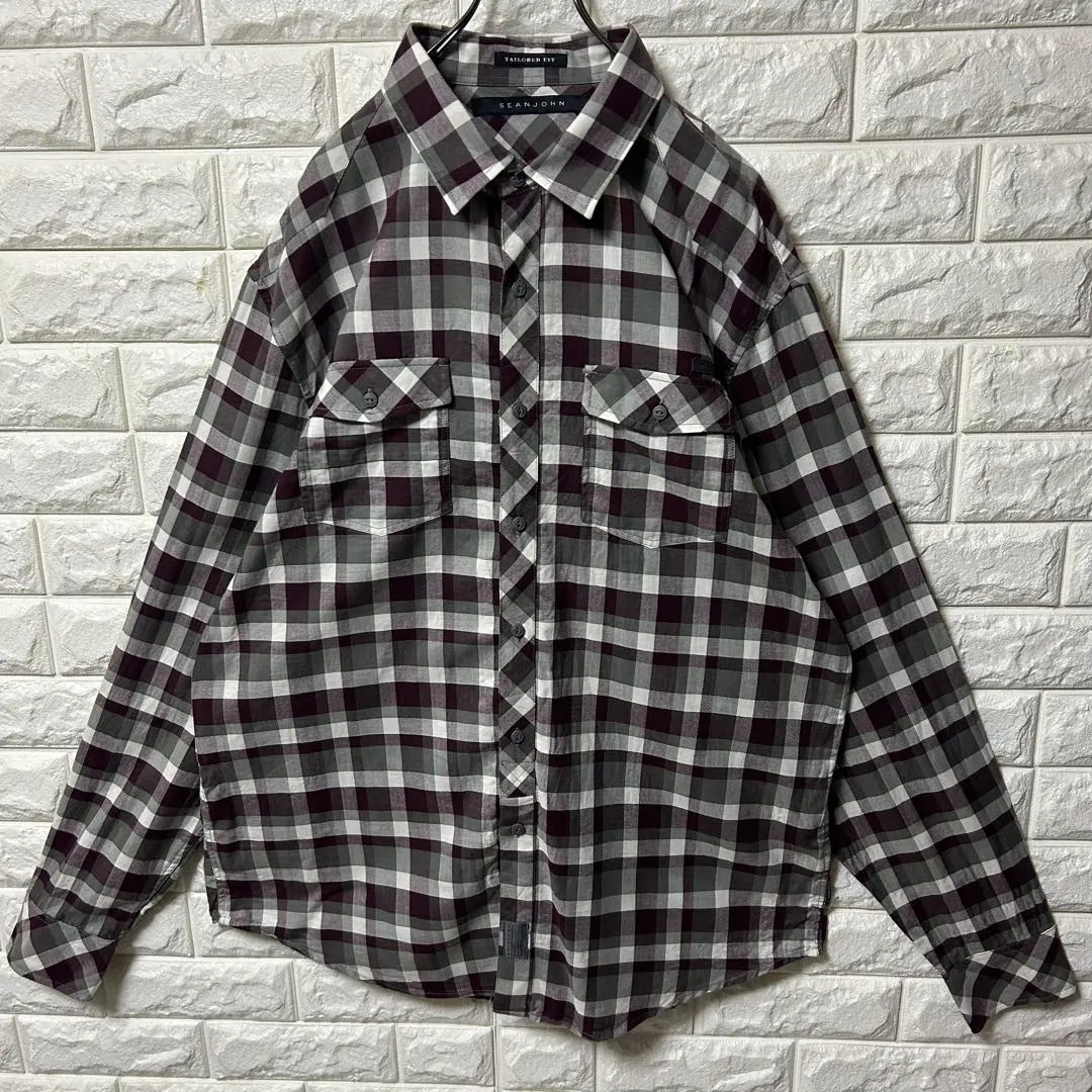 [SEAN JOHN] L/S Shirt Check Herringbone Size XXL