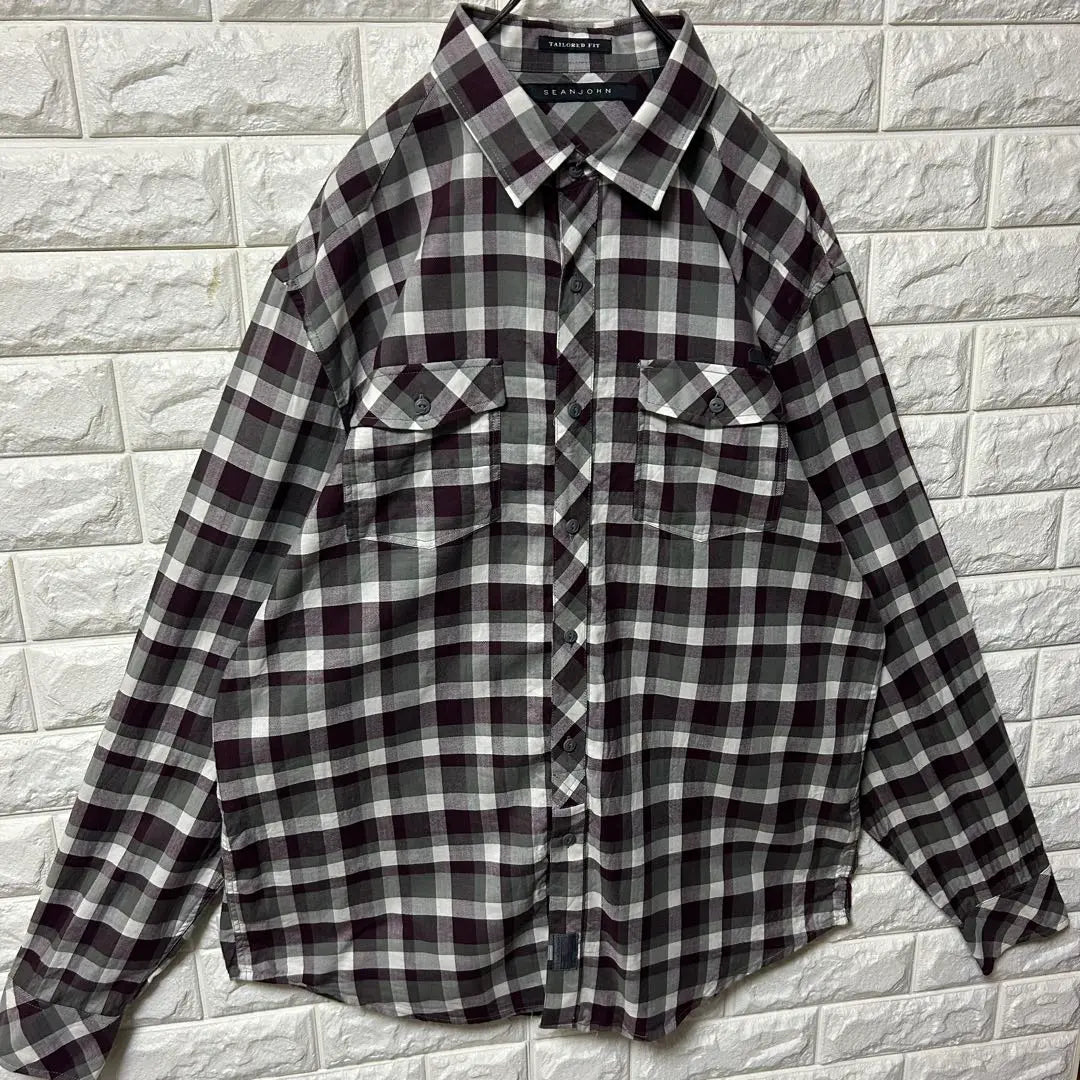 [SEAN JOHN] L/S Shirt Check Herringbone Size XXL