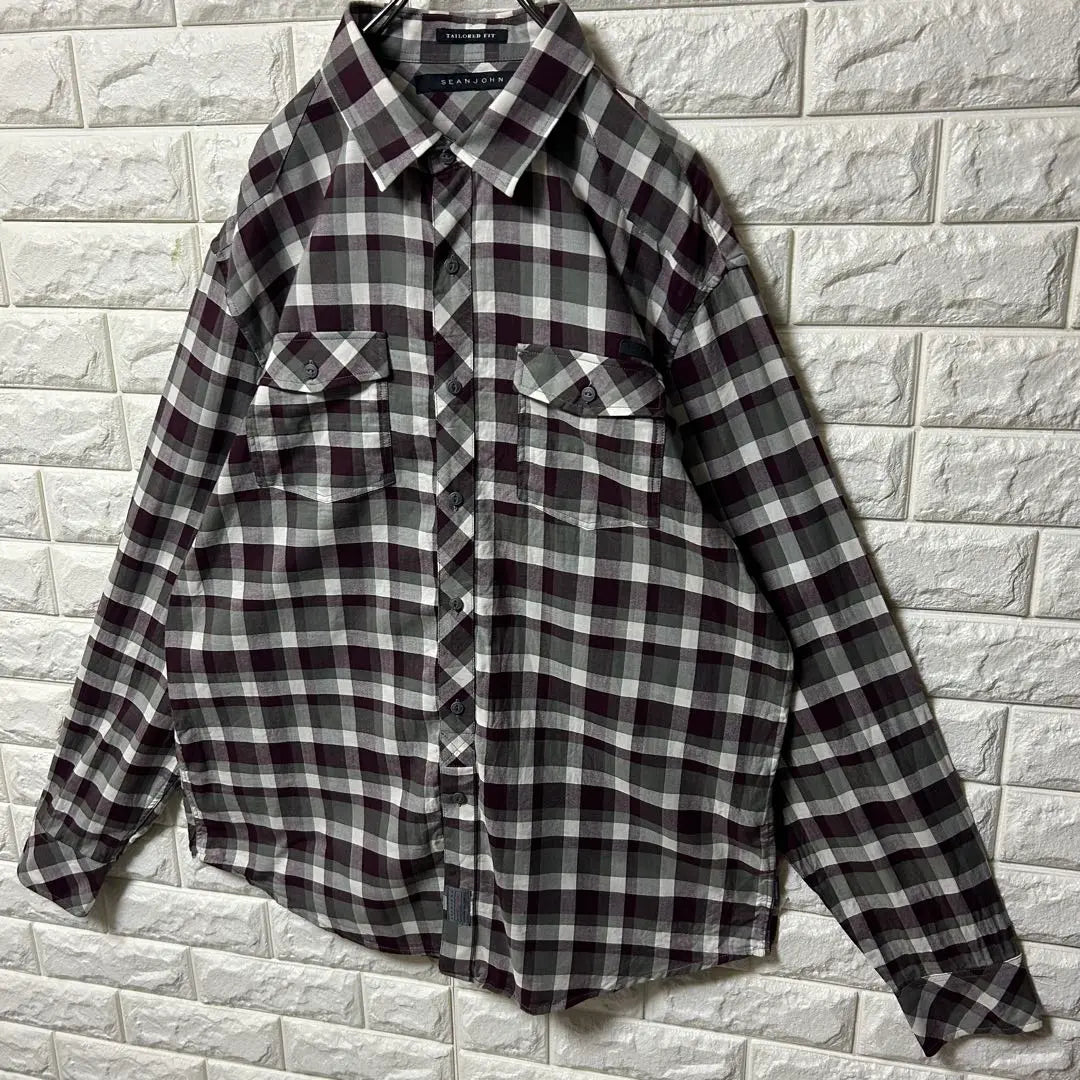 [SEAN JOHN] L/S Shirt Check Herringbone Size XXL