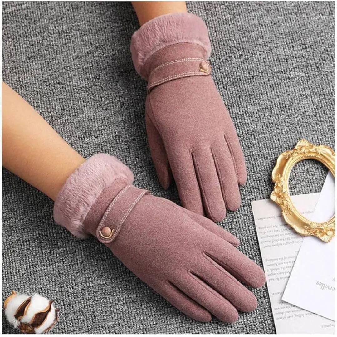 Guantes de mujer, resistentes al frío, compatibles con teléfonos inteligentes, suaves, cálidos, rosa oscuro