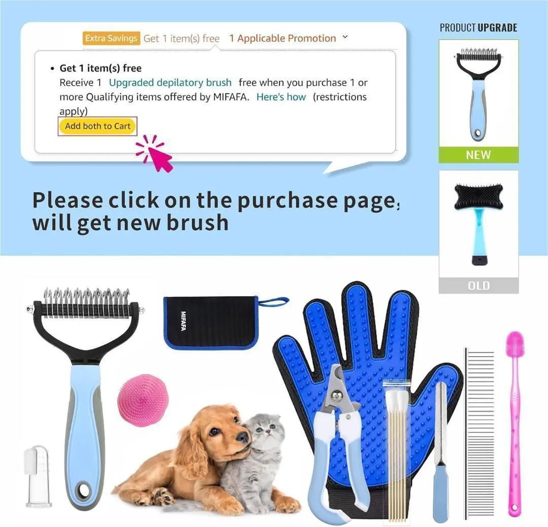 Dog and Cat Grooming Care Bath Set Kit Trimming Nail Clips Pilling Combs Toothbrush