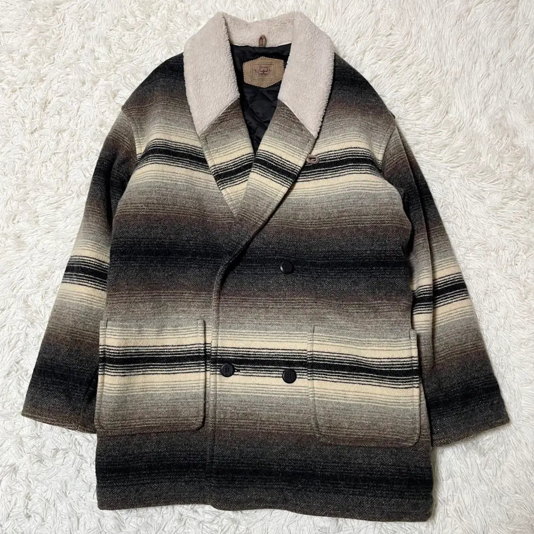 [Beauty] Woolrich shawl color native pattern 90s double coat