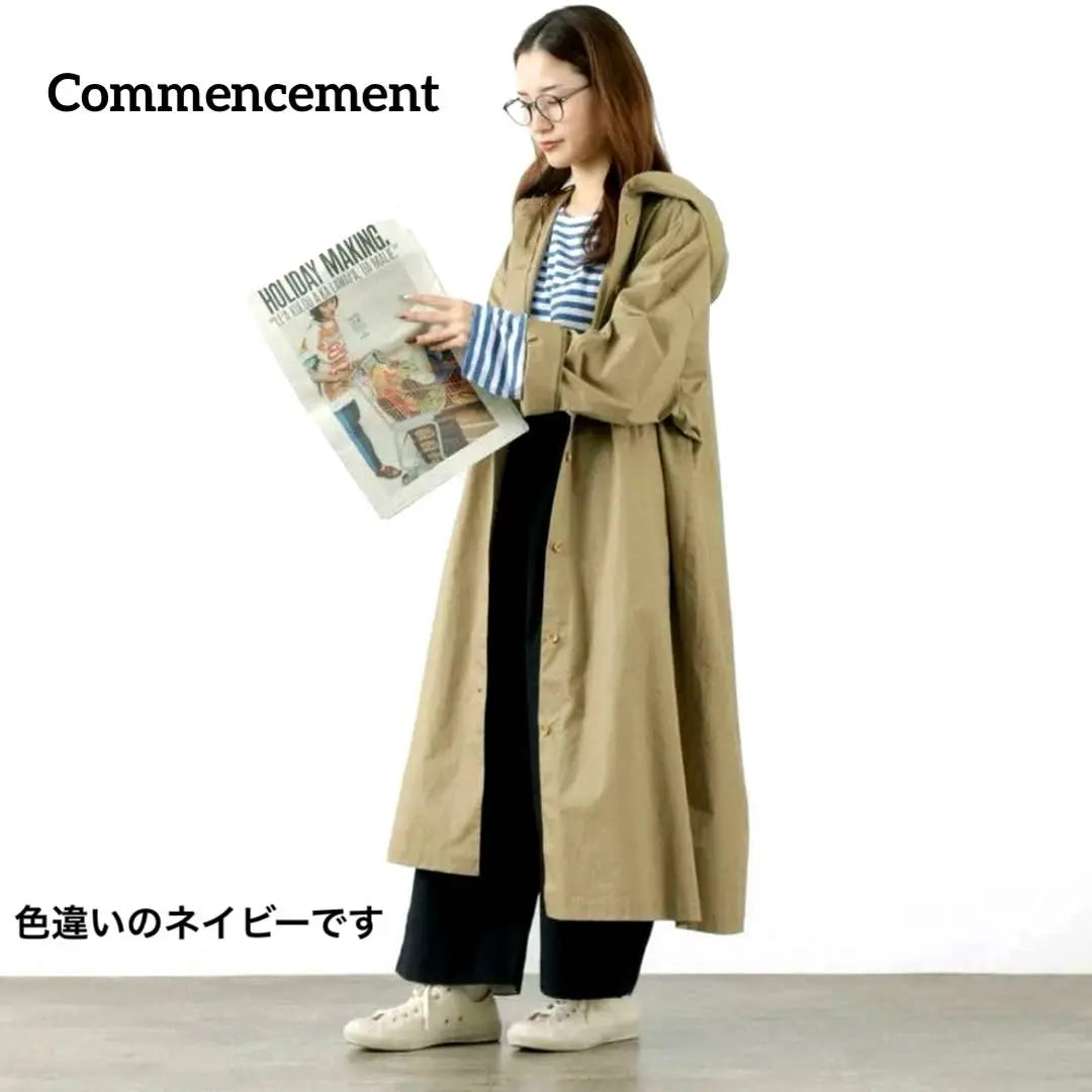 Commencement Commencement Long coat Hoodie Cotton Navy