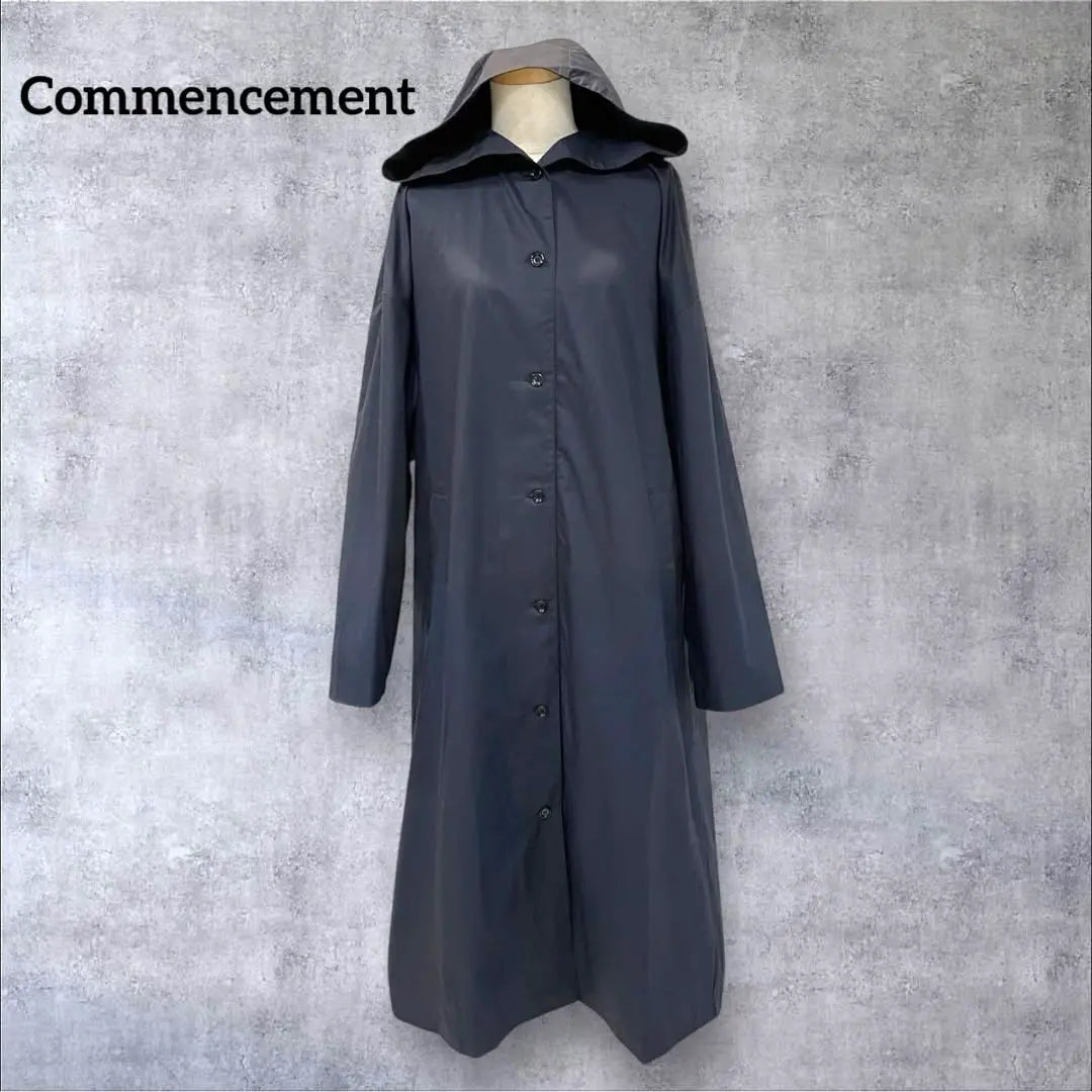 Commencement Commencement Long coat Hoodie Cotton Navy