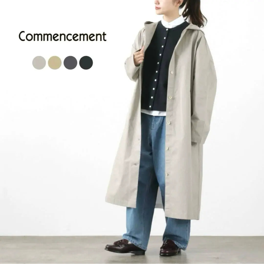 Commencement Commencement Long coat Hoodie Cotton Navy