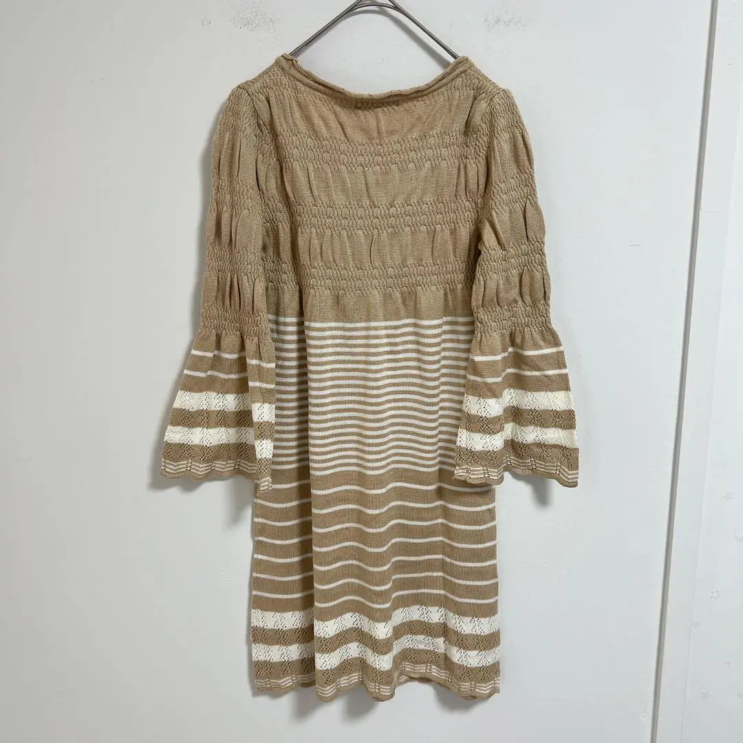 ⭐️ [BELLEVAH] Knit tunic flare sleeves beige crew neck