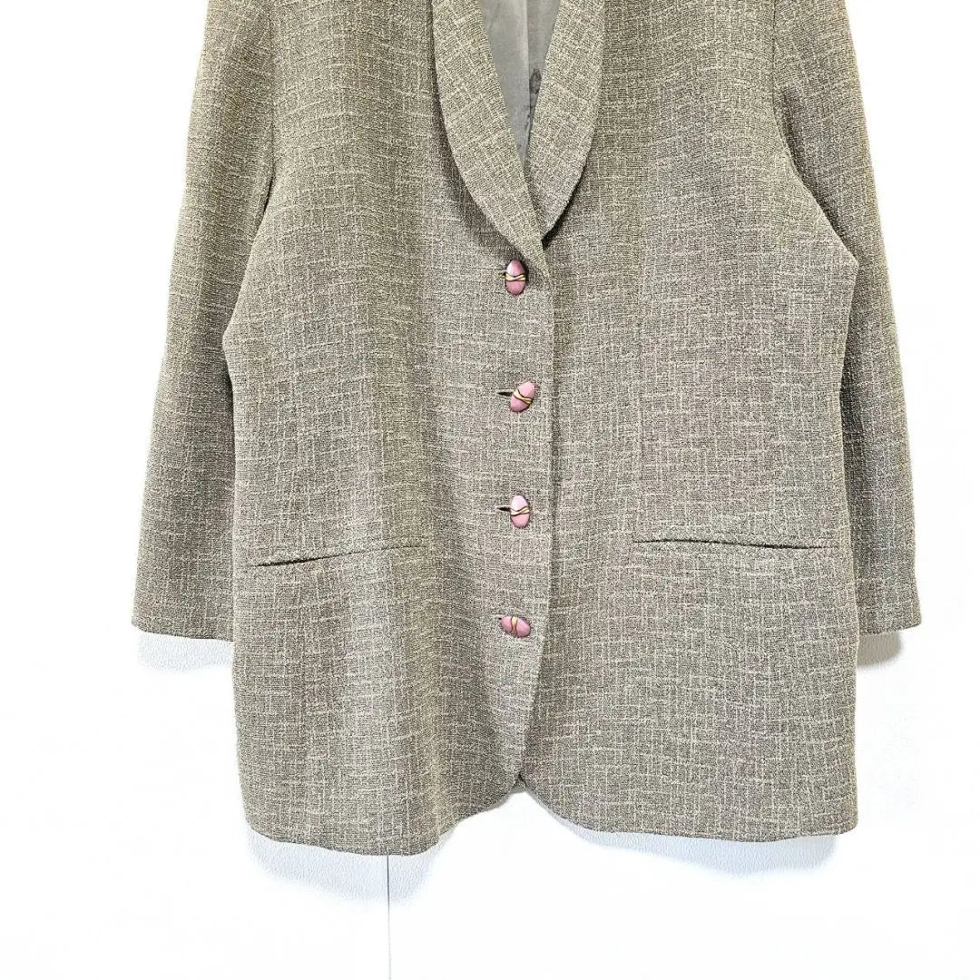 No-collar jacket, beige, brown, mixed colors, stylish buttons, old clothes