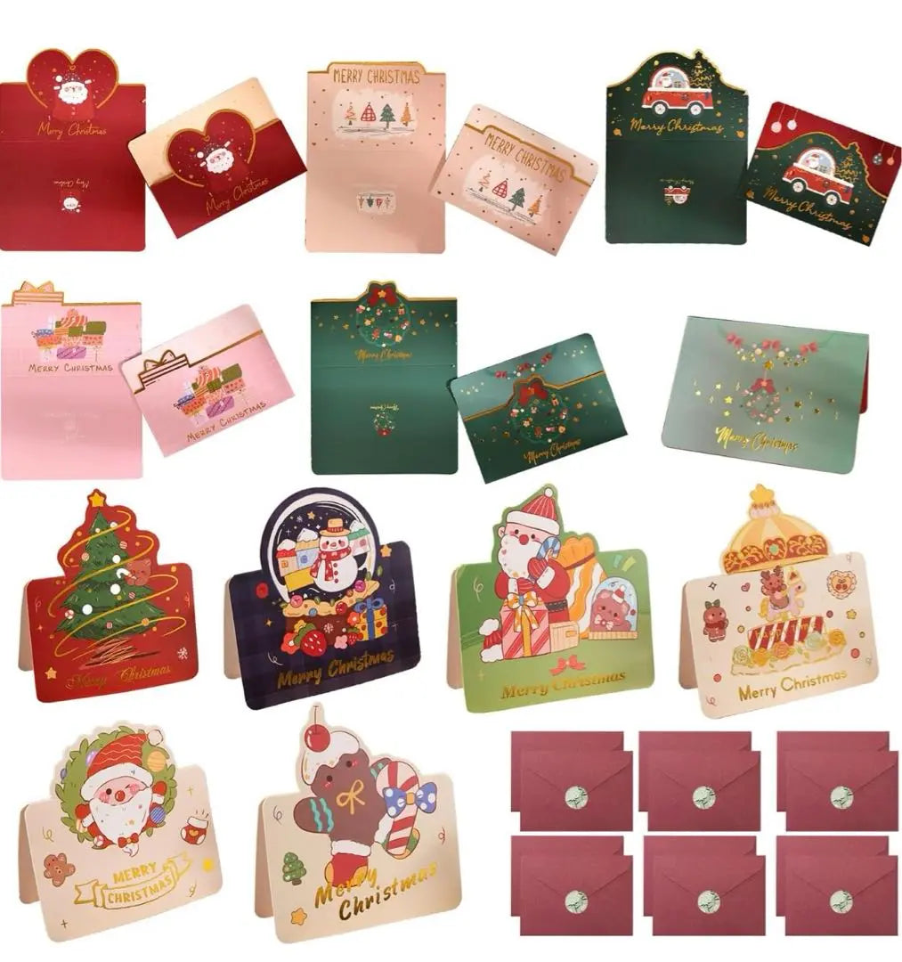 Conjunto de tarjetas navideñas, tarjeta de mensaje, tarjeta de felicitación navideña