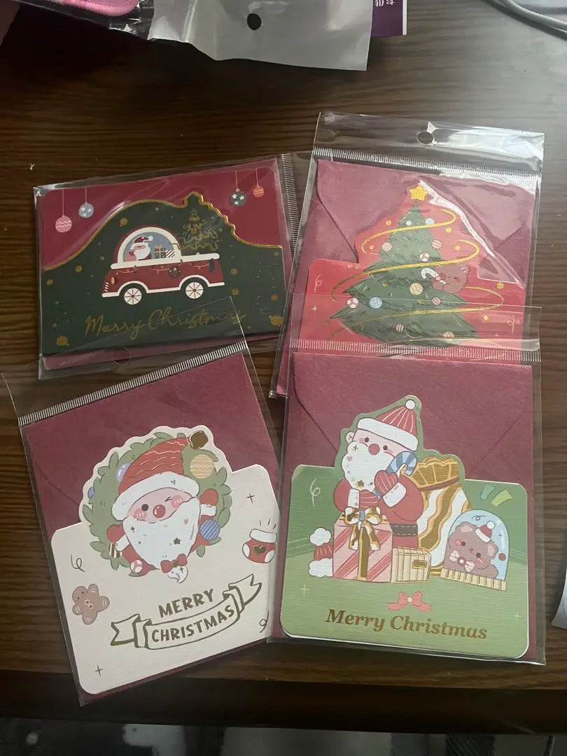 Conjunto de tarjetas navideñas, tarjeta de mensaje, tarjeta de felicitación navideña