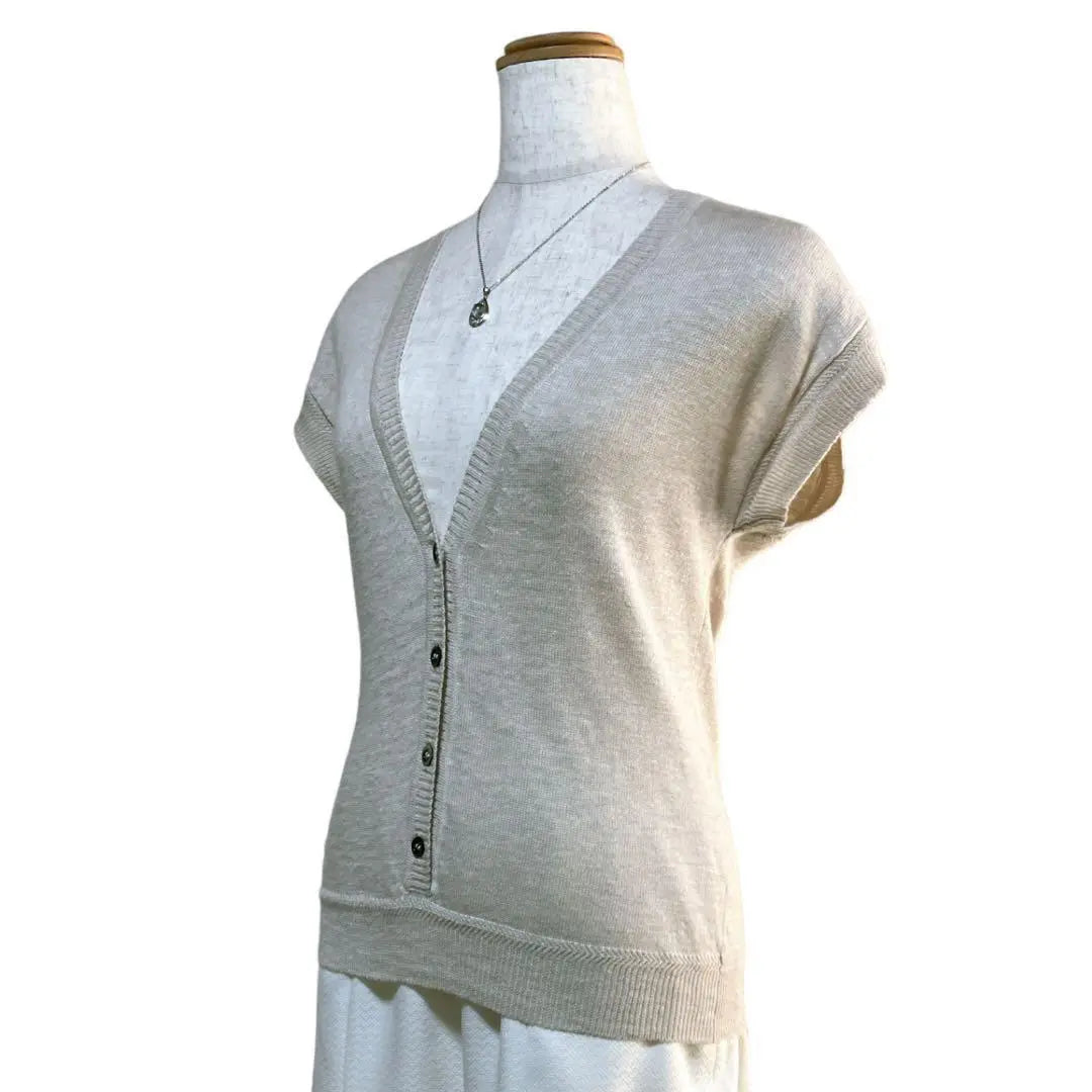 Margaret Howell Made in Japan Linen Silk French Sleeve Knit Vest