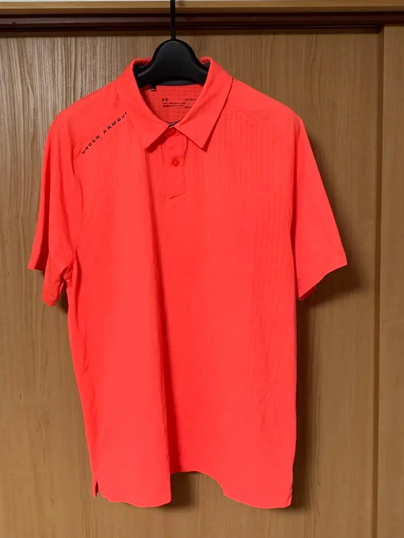 Under Armour Golf Polo Shirt Men's L Orange Stretch Material